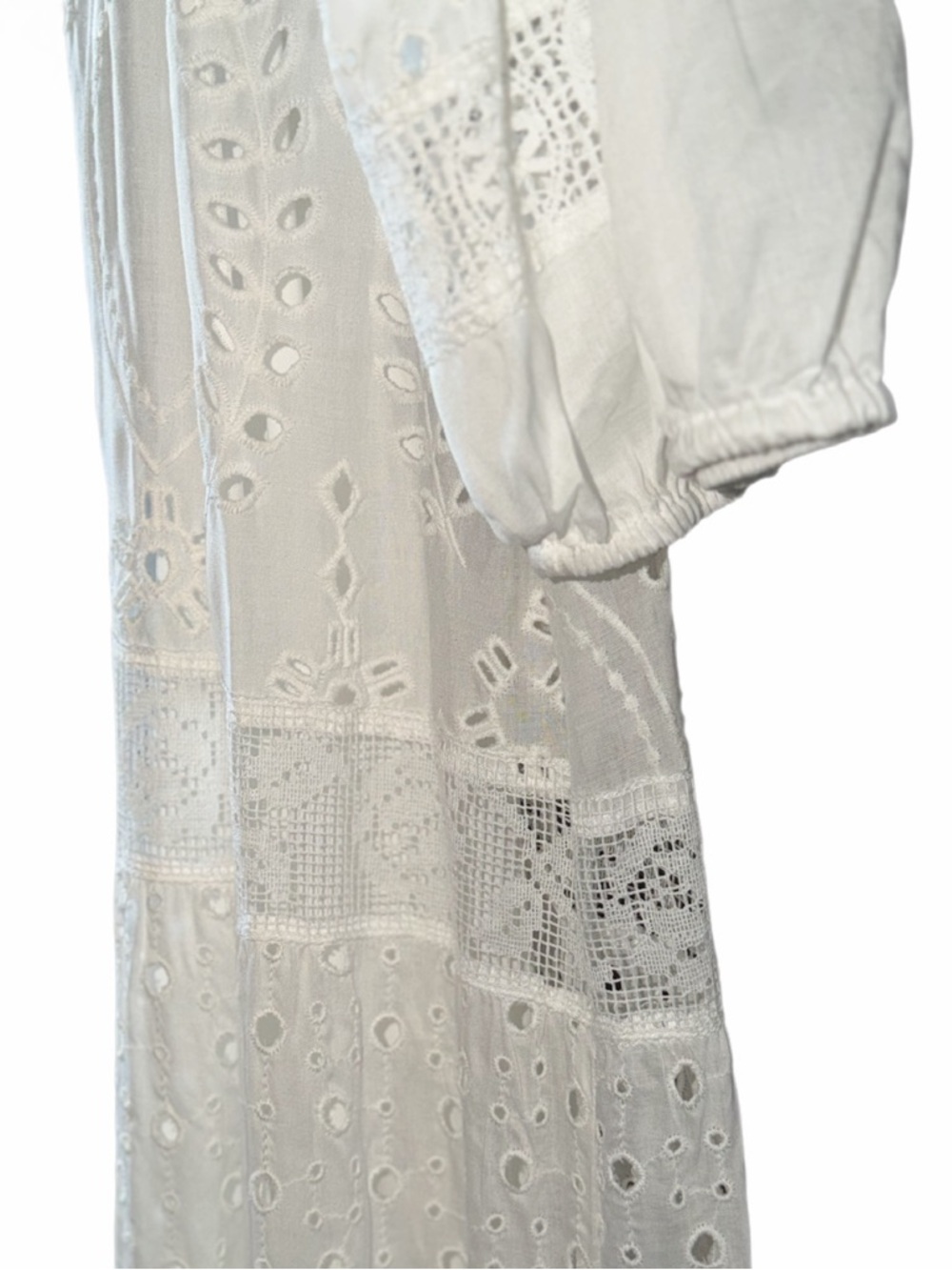 Johnny Was "Jade" White Sleeve Rayon Maxi Dress w white fitted slip-flawless xl - Picture 14 of 15